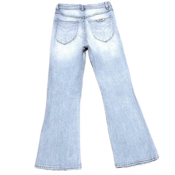 👖🛹 ROLLA’S Aussie Dusters Bootcut Crop Jeans | Bluebird Blue Distressed, Sz 26 - Picture 2 of 5